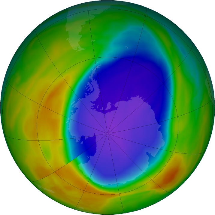 Antarctic ozone map for 15 October 2023